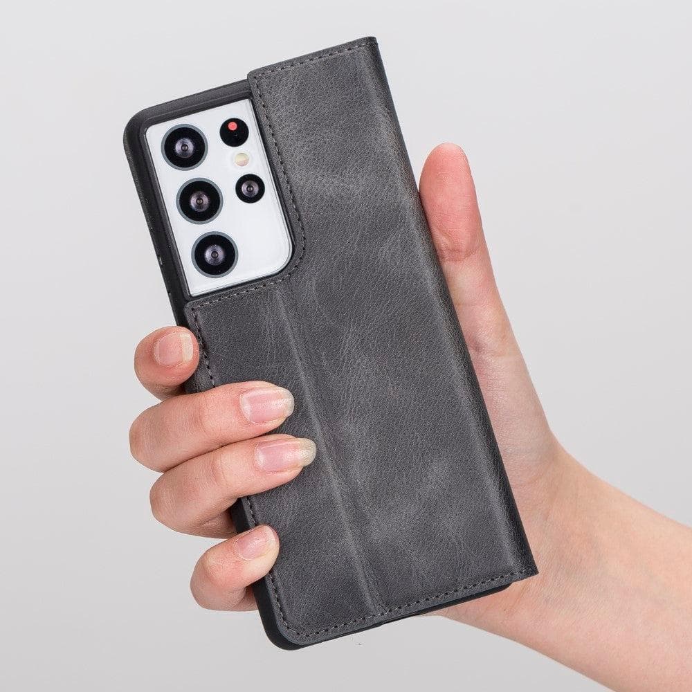 Magic Samsung Galaxy S21 Plus Detachable Genuine Leather Wallet Case