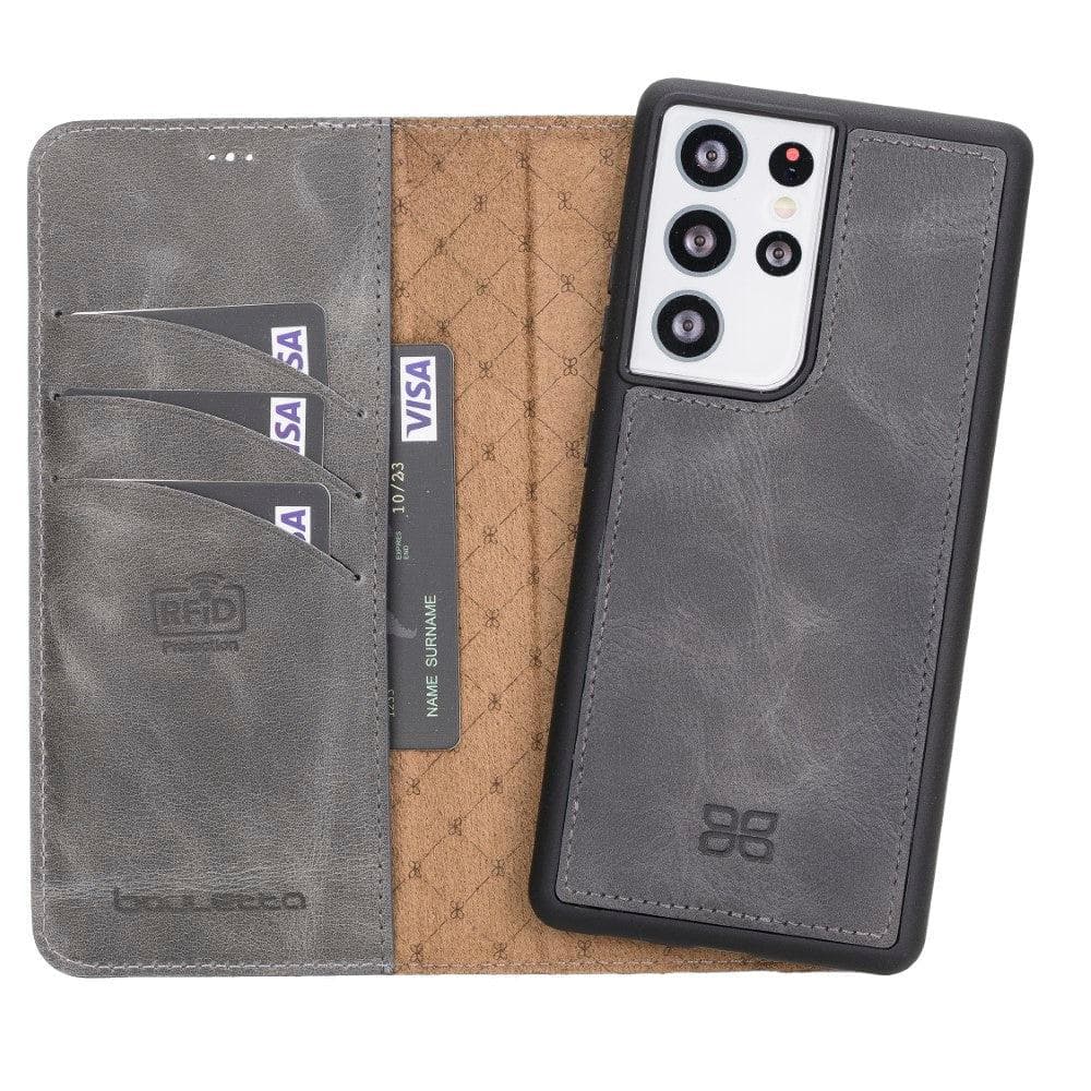 Magic Samsung Galaxy S21 Plus Detachable Genuine Leather Wallet Case