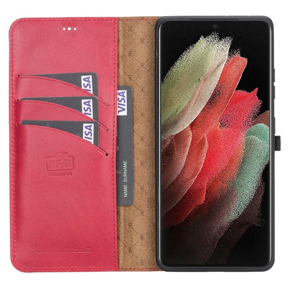 Magic Samsung Galaxy S21 Detachable Genuine Leather Wallet Case