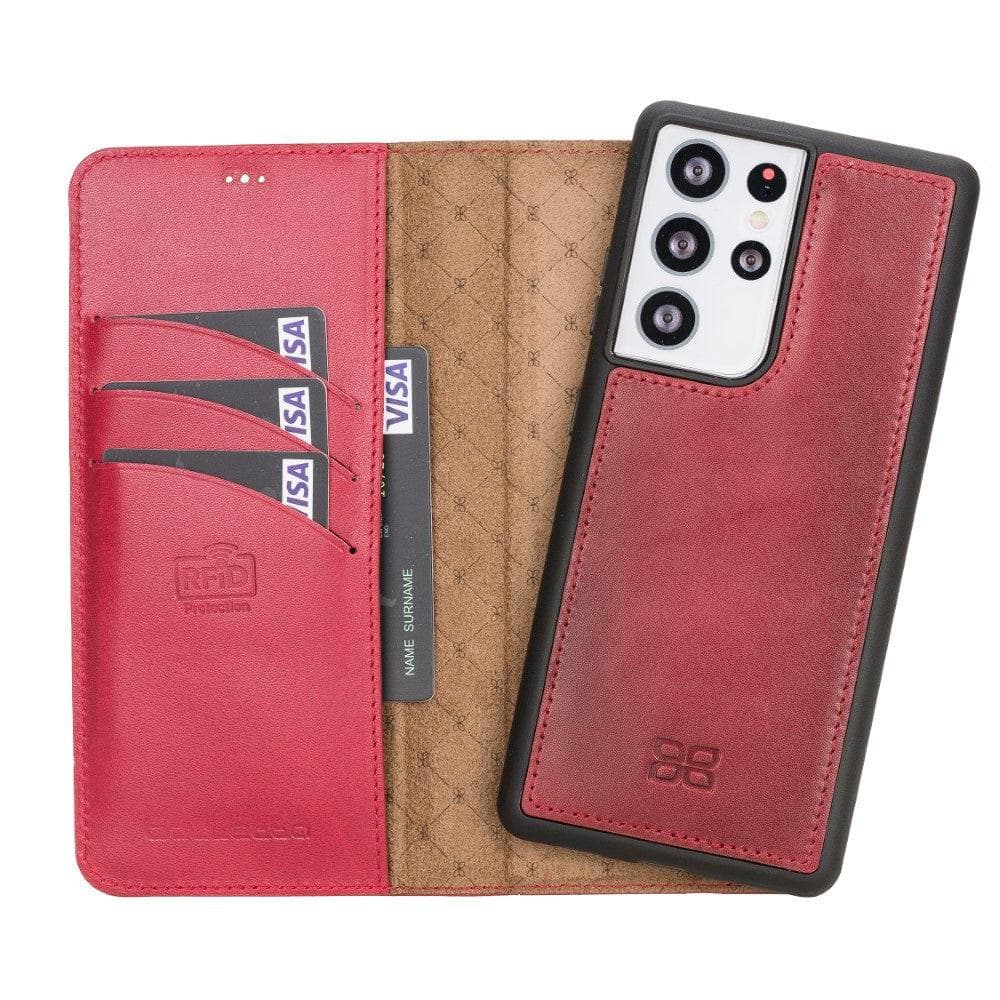 Magic Samsung Galaxy S21 Detachable Genuine Leather Wallet Case