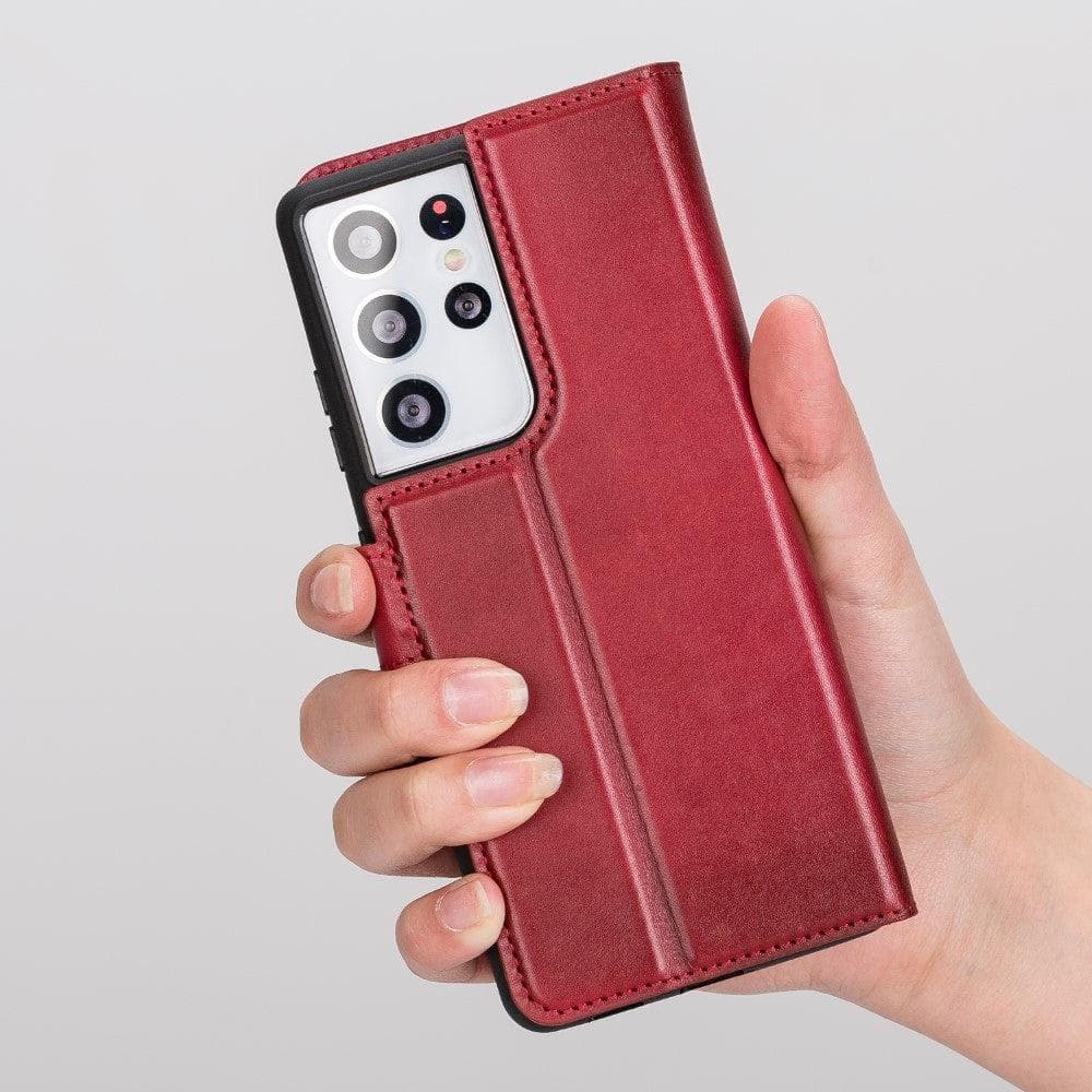 Magic Samsung Galaxy S21 Plus Detachable Genuine Leather Wallet Case