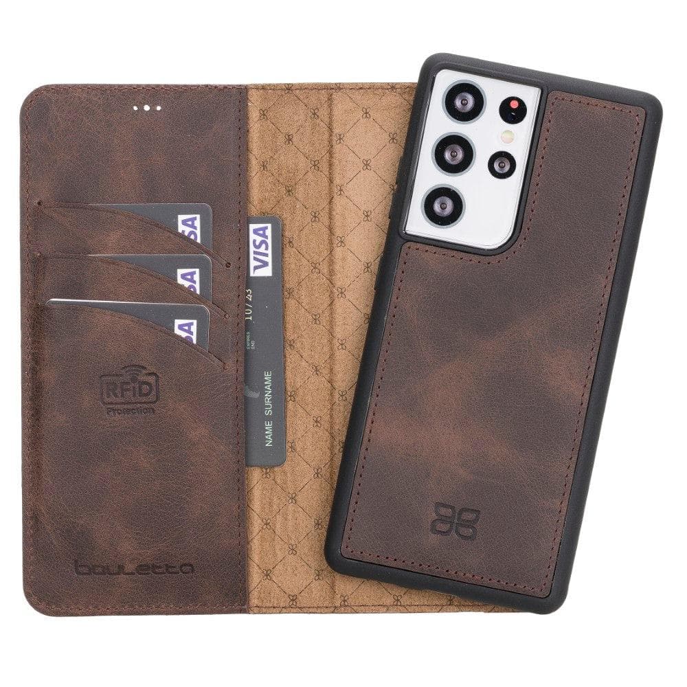 Magic Samsung Galaxy S21 Detachable Genuine Leather Wallet Case