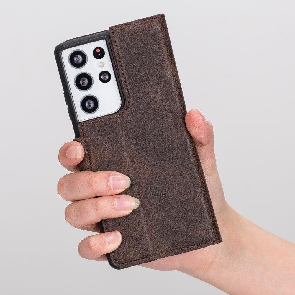 Magic Samsung Galaxy S21 Plus Detachable Genuine Leather Wallet Case