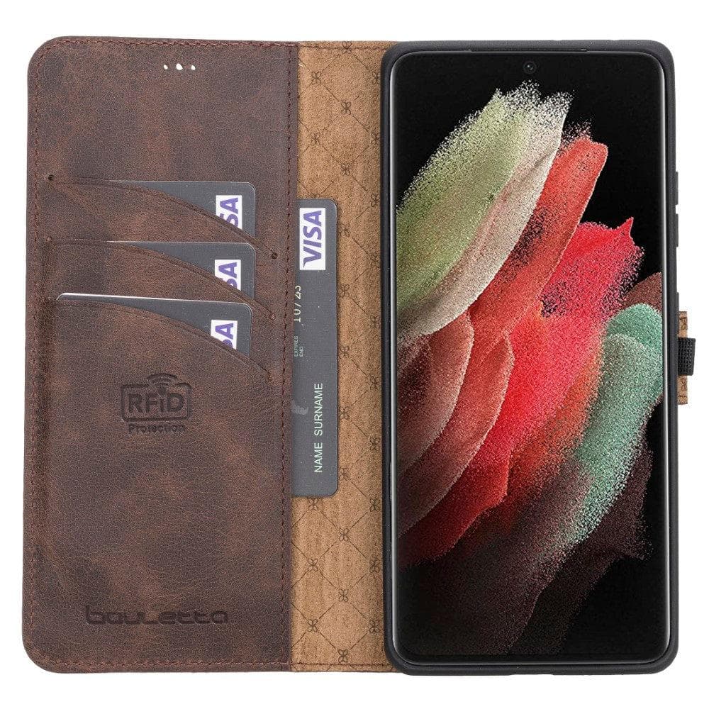 Magic Samsung Galaxy S21 Detachable Genuine Leather Wallet Case