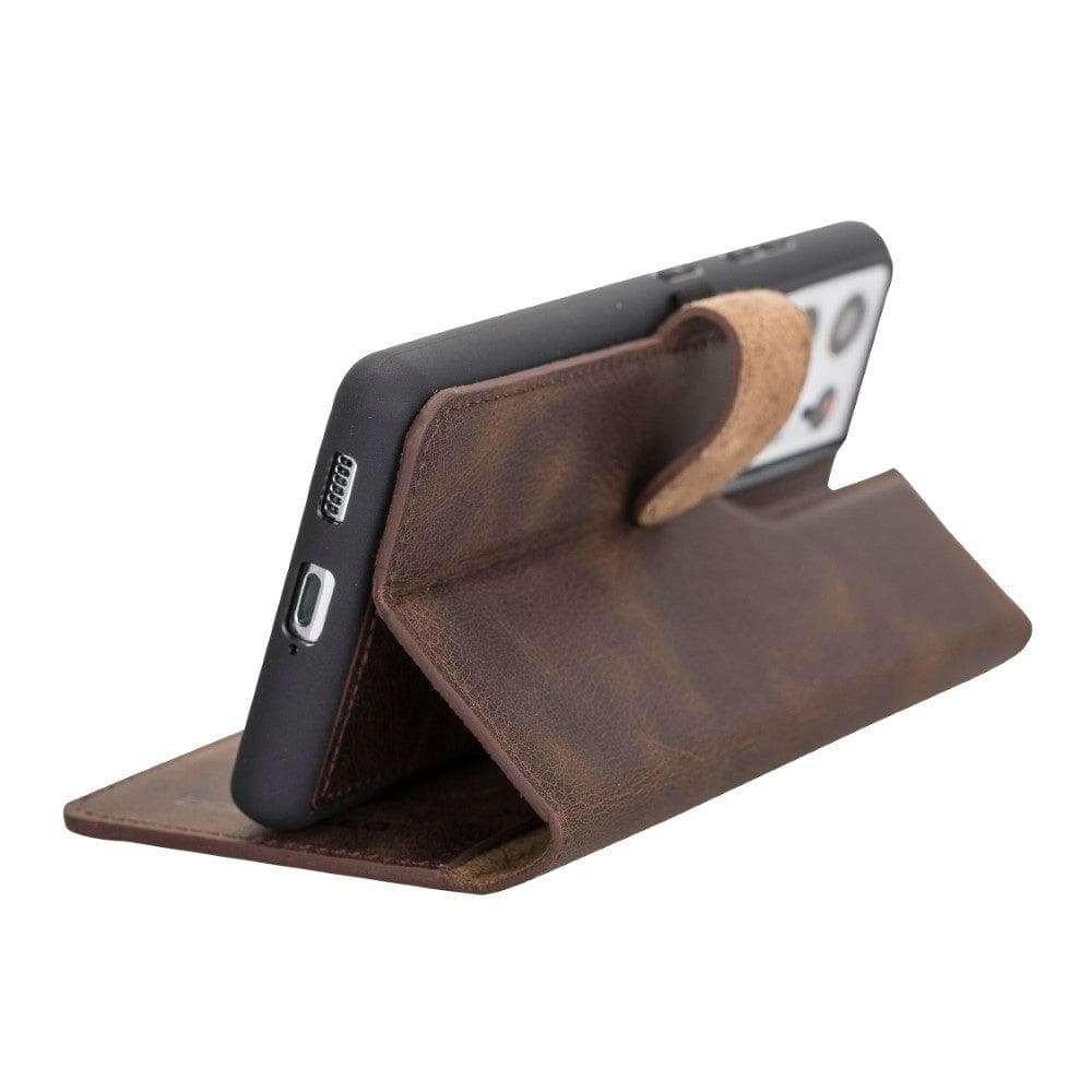 Magic Samsung Galaxy S21 Plus Detachable Genuine Leather Wallet Case