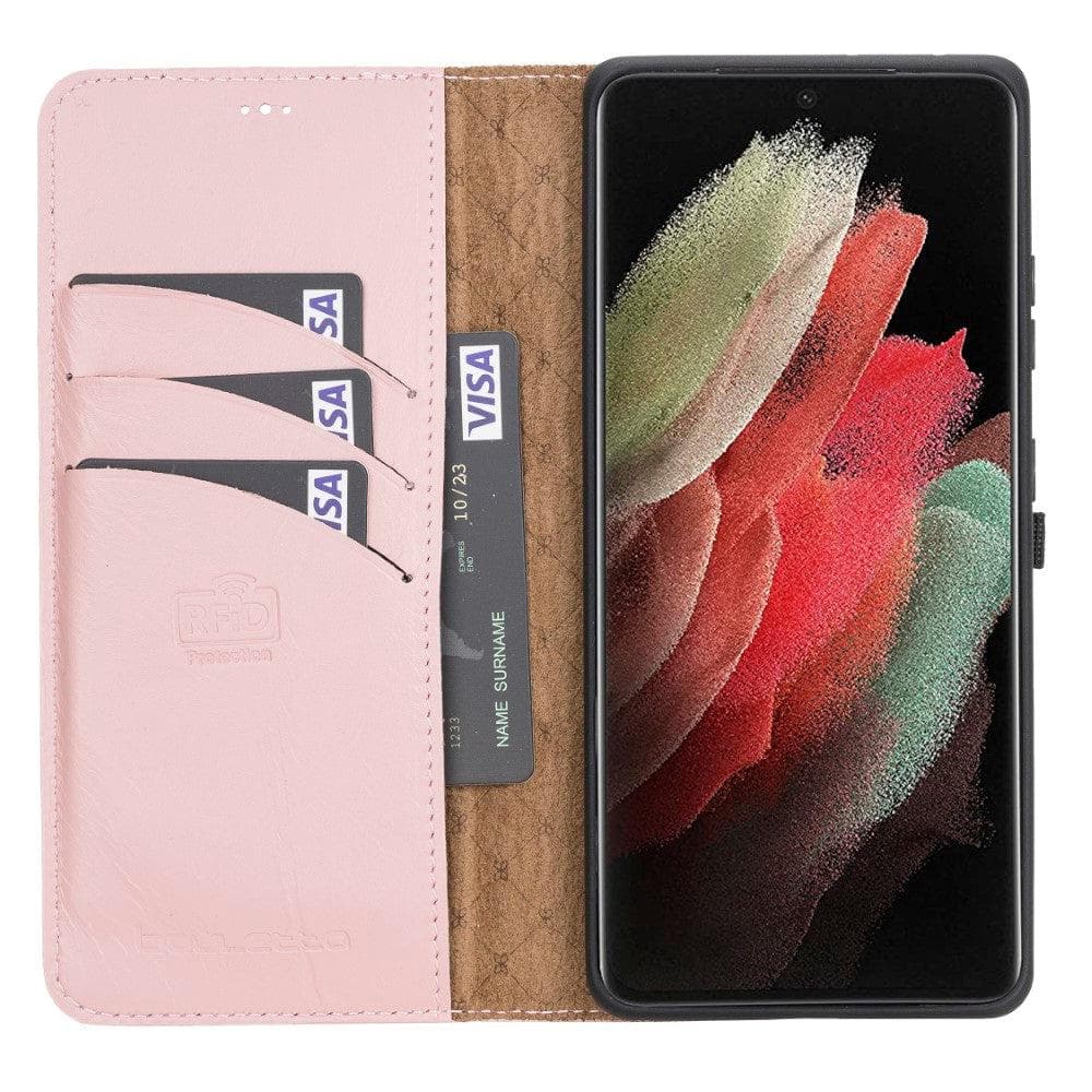 Magic Samsung Galaxy S21 Detachable Genuine Leather Wallet Case