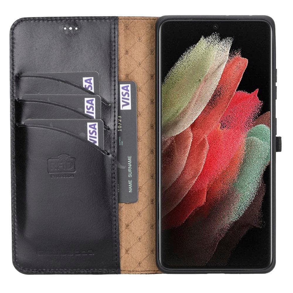 Magic Samsung Galaxy S21 Plus Detachable Genuine Leather Wallet Case