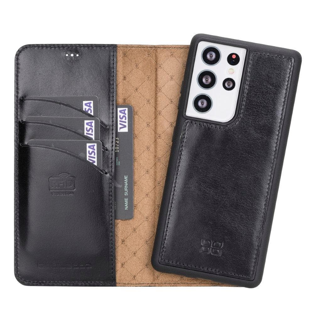 Magic Samsung Galaxy S21 Plus Detachable Genuine Leather Wallet Case