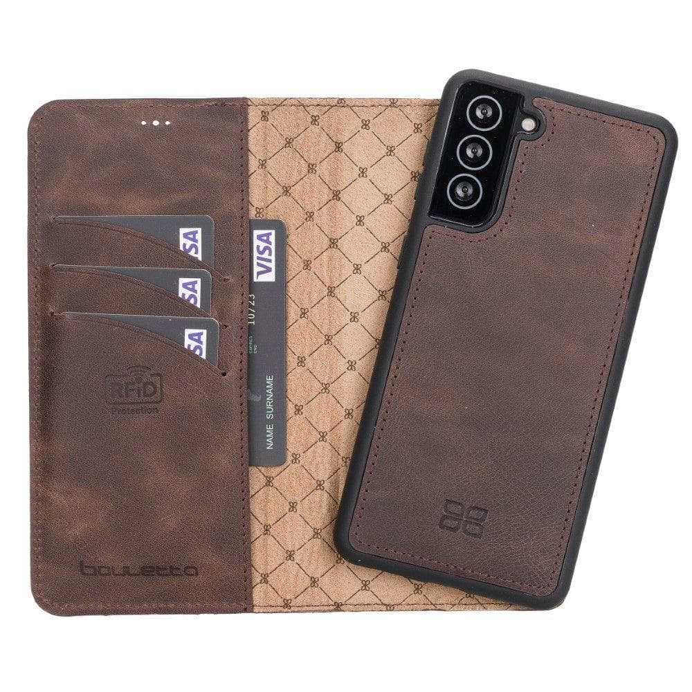 Magic Samsung Galaxy S21 Plus Detachable Genuine Leather Wallet Case
