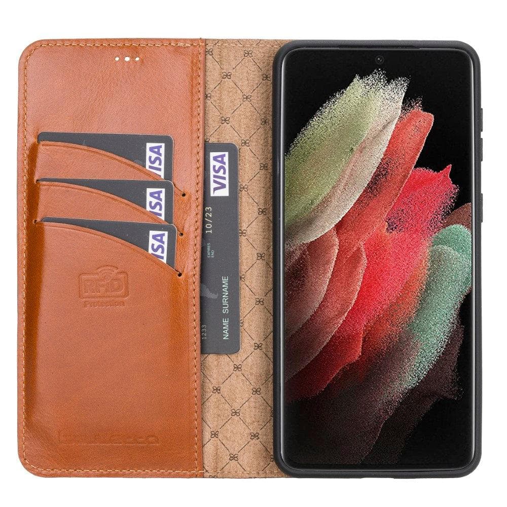 Magic Samsung Galaxy S21 Detachable Genuine Leather Wallet Case