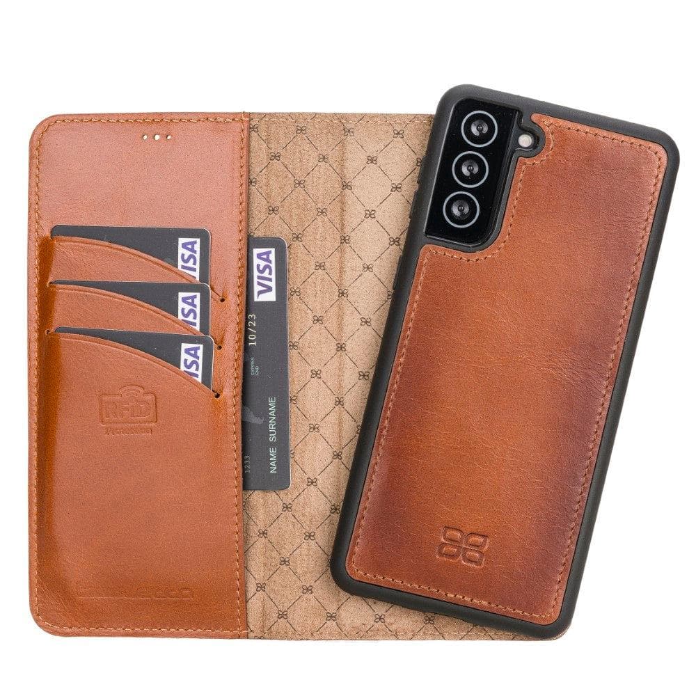 Magic Samsung Galaxy S21 Detachable Genuine Leather Wallet Case