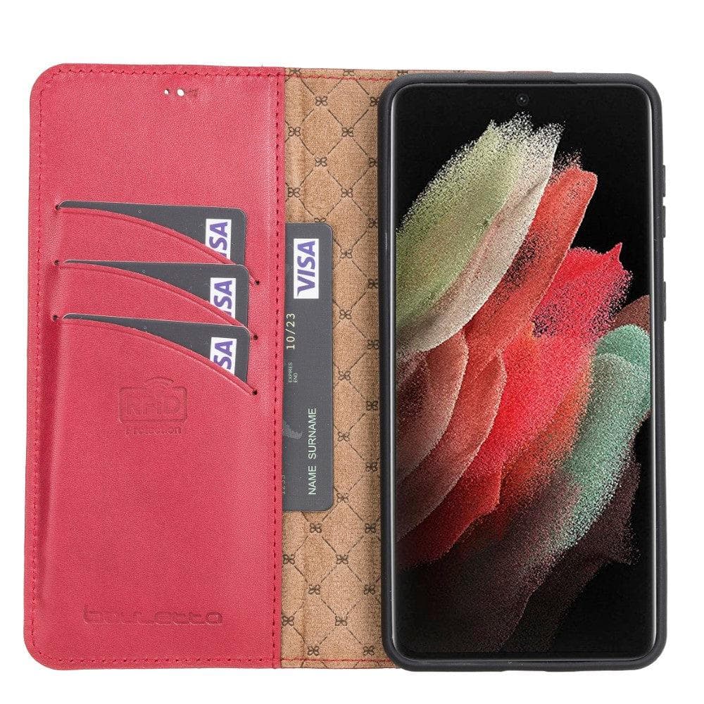 Magic Samsung Galaxy S21 Plus Detachable Genuine Leather Wallet Case