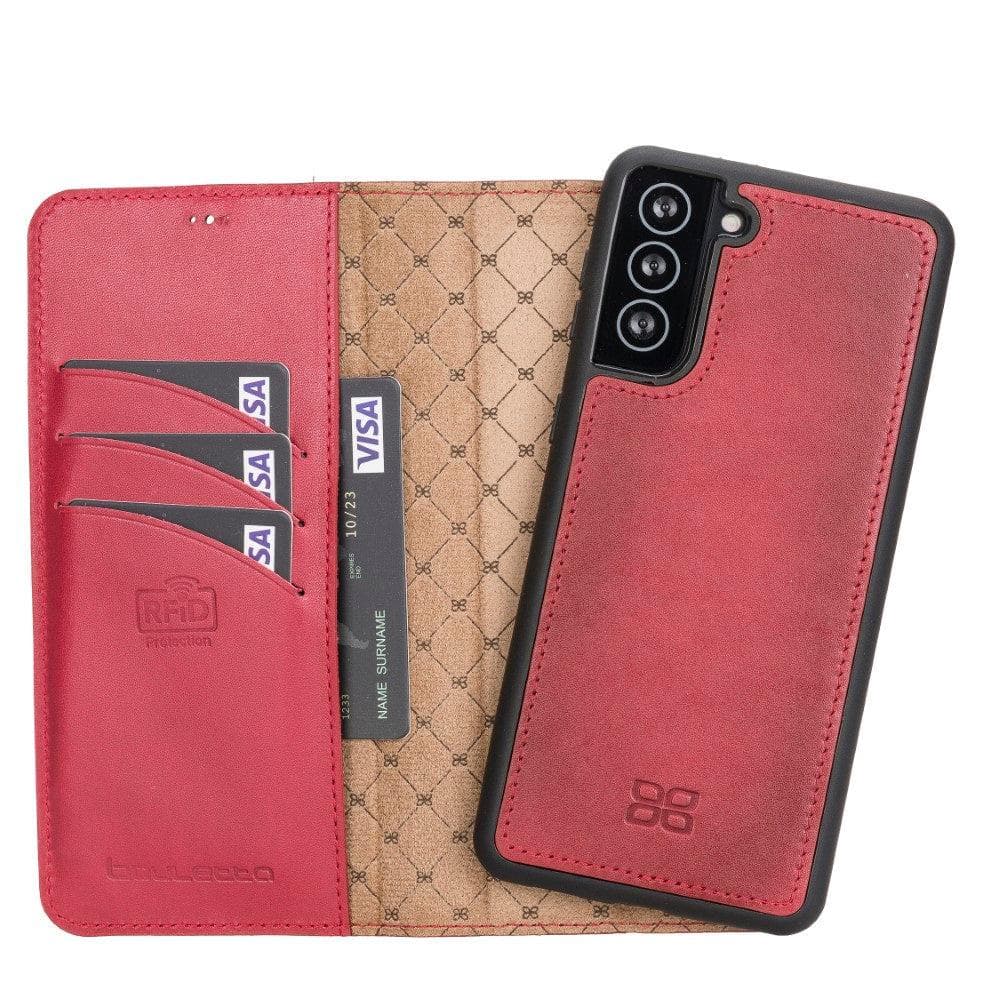 Magic Samsung Galaxy S21 Detachable Genuine Leather Wallet Case