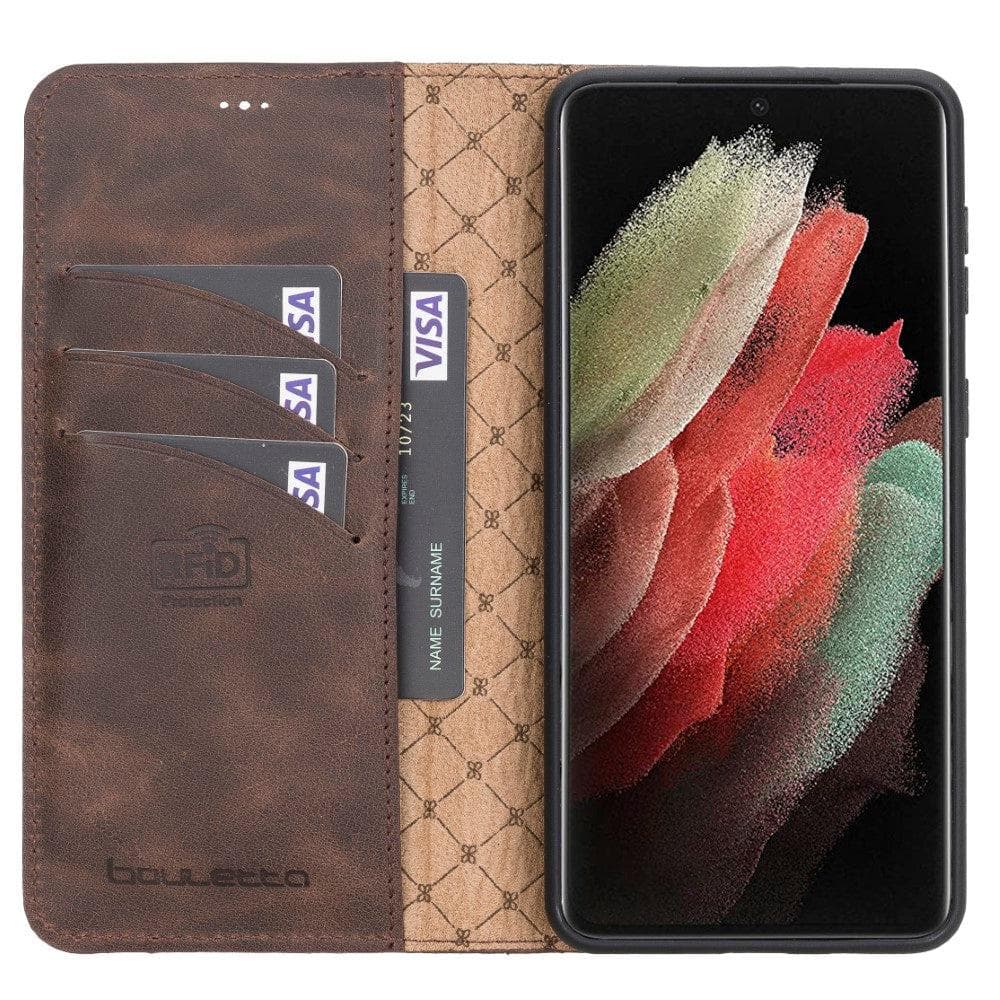 Magic Samsung Galaxy S21 Plus Detachable Genuine Leather Wallet Case