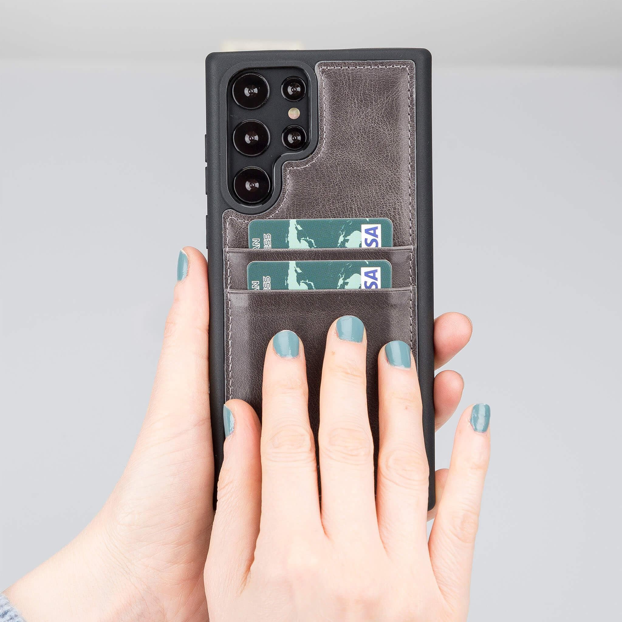 Flex Cover Genuine Leather Samsung Galaxy S23 Ultra Case with Card Holder