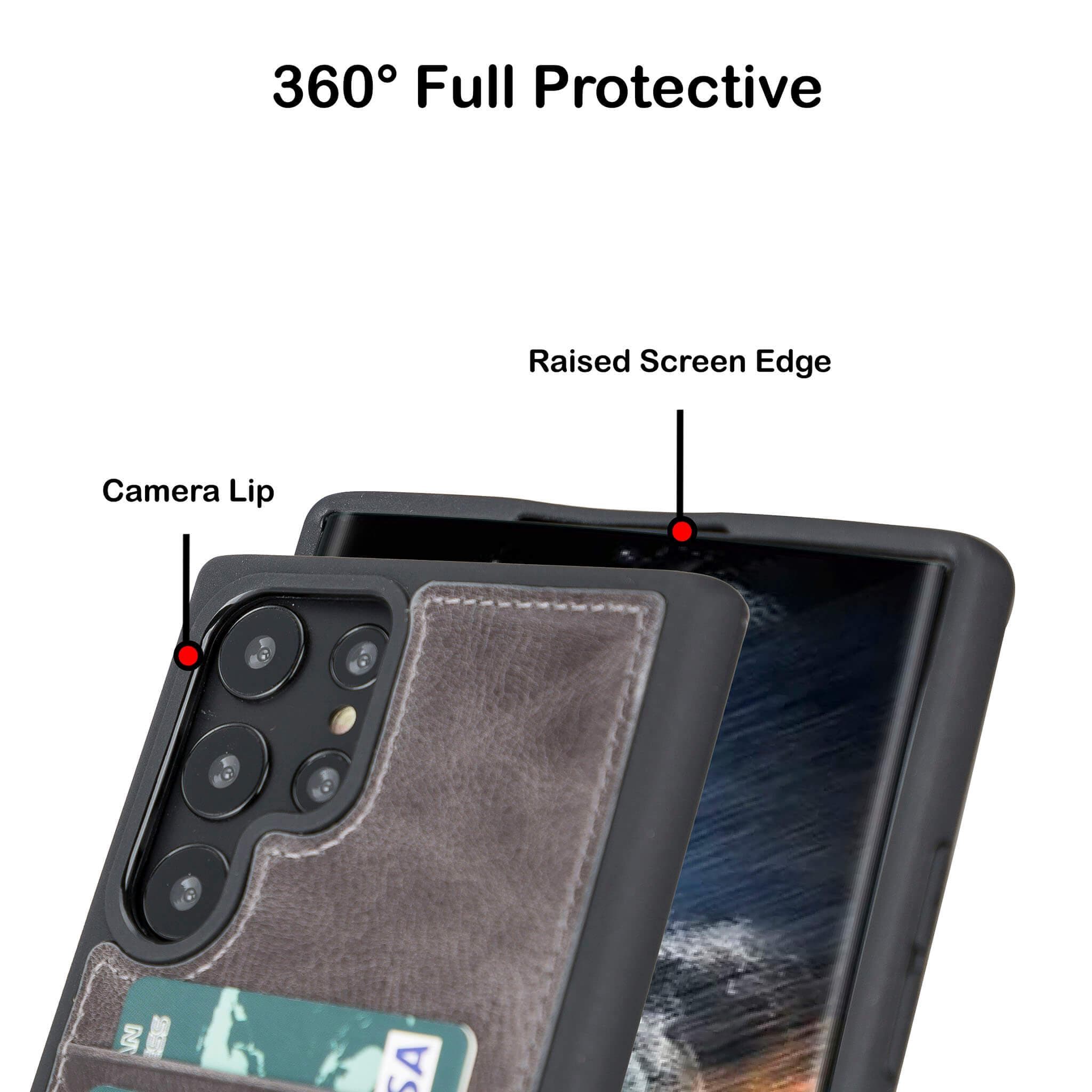 Flex Cover Genuine Leather Samsung Galaxy S23 Ultra Case with Card Holder