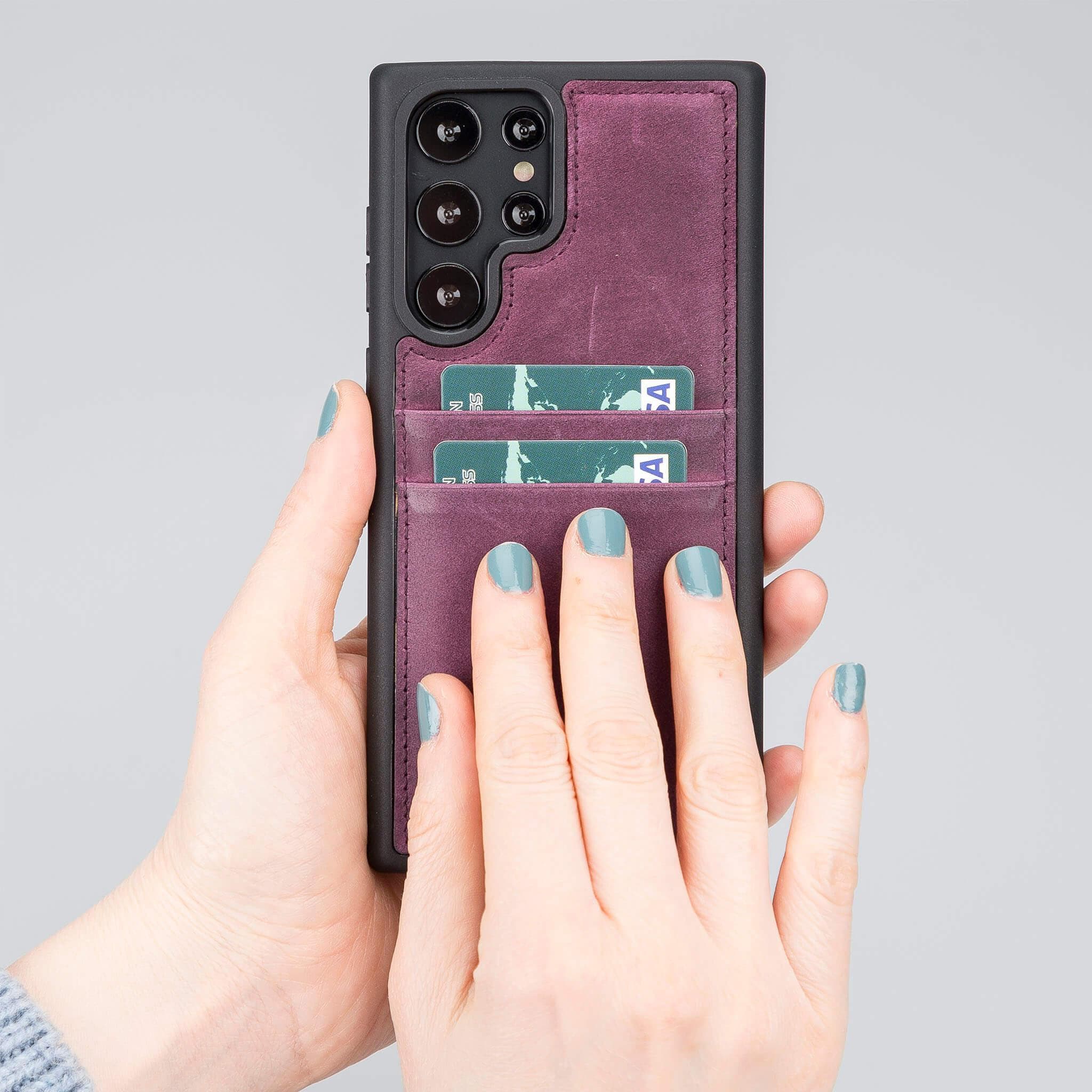 Flex Cover Genuine Leather Samsung Galaxy S23 Ultra Case with Card Holder