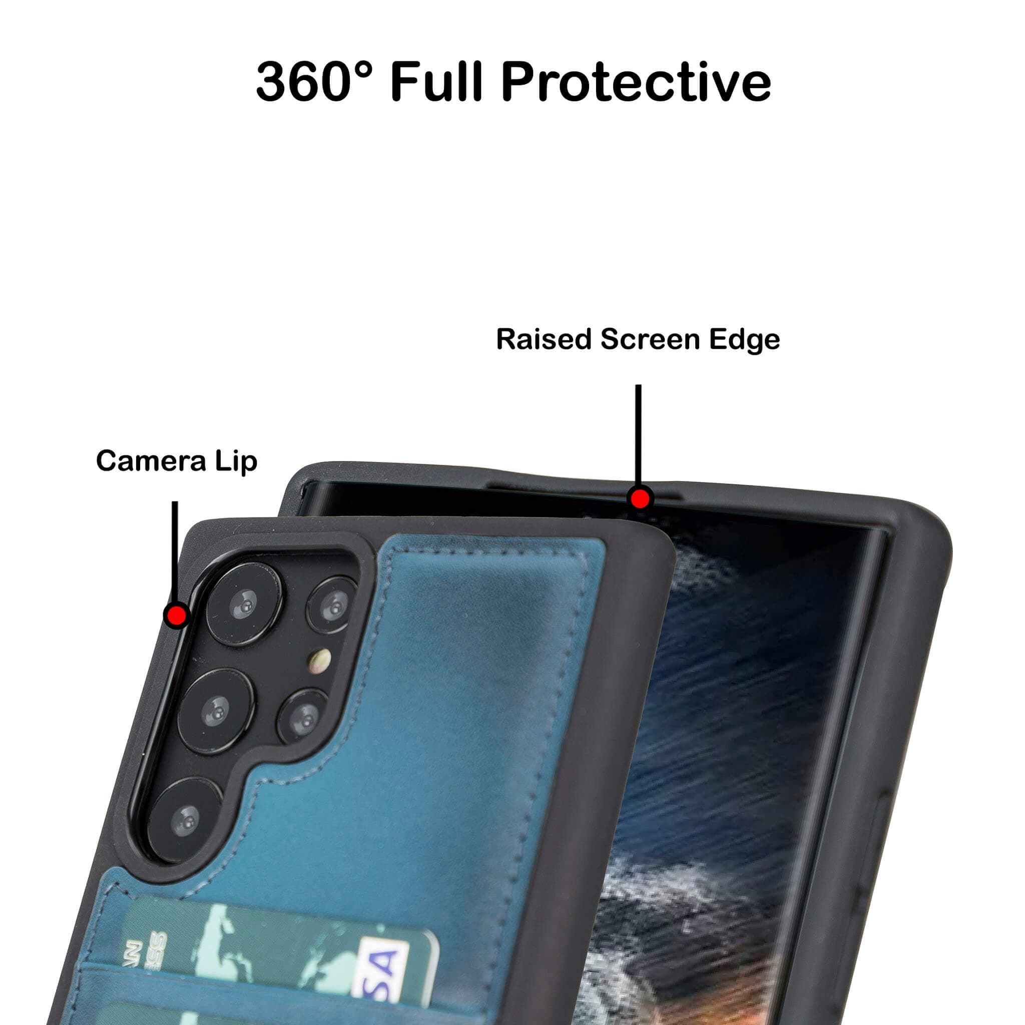 Flex Cover Genuine Leather Samsung Galaxy S23 Ultra Case with Card Holder