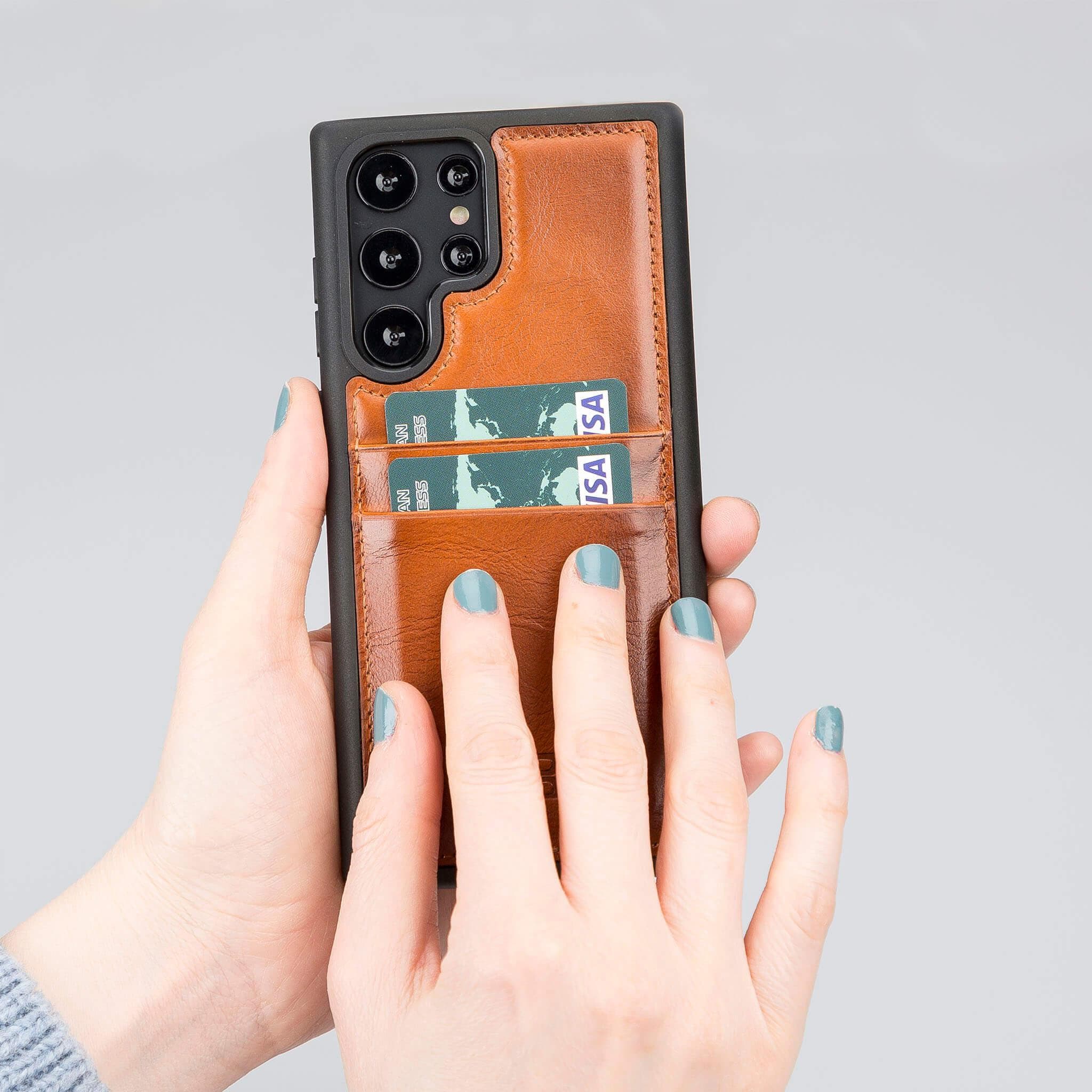 Flex Cover Genuine Leather Samsung Galaxy S23 Ultra Case with Card Holder