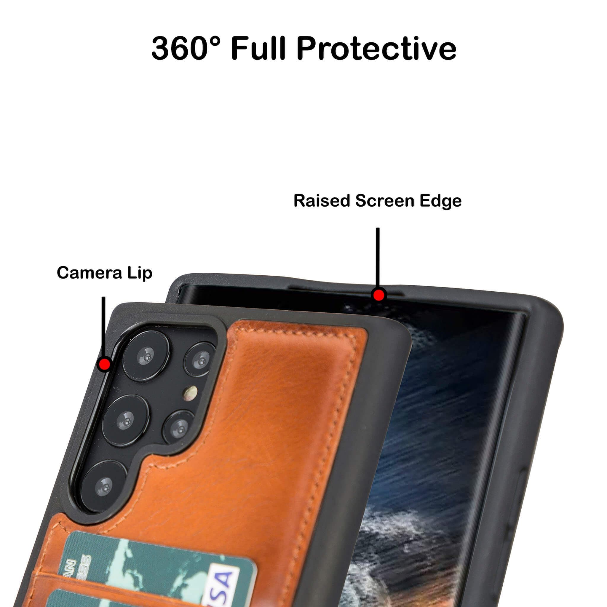 Flex Cover Genuine Leather Samsung Galaxy S23 Ultra Case with Card Holder