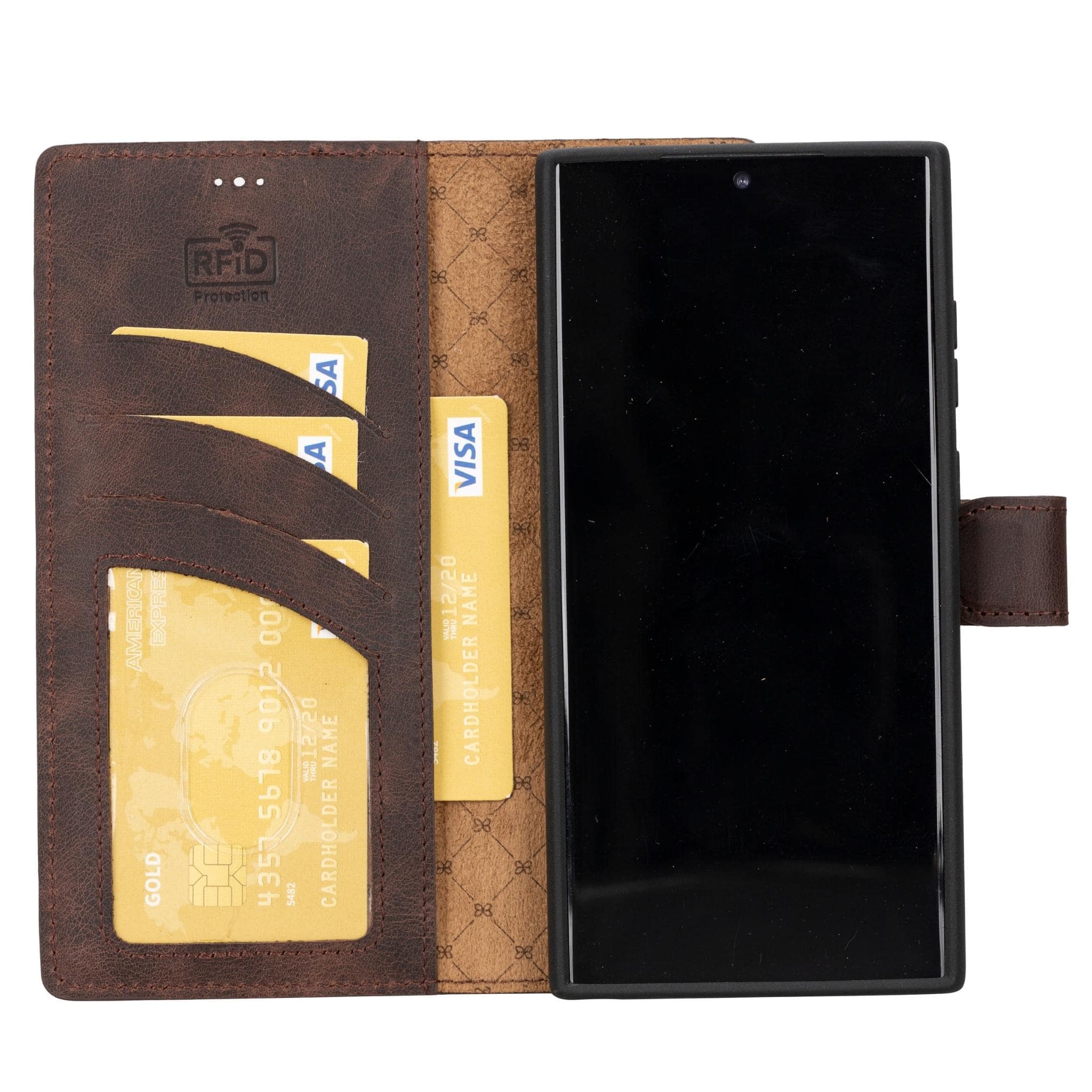 Magic Samsung Galaxy S23 Plus Detachable Genuine Leather Wallet Case