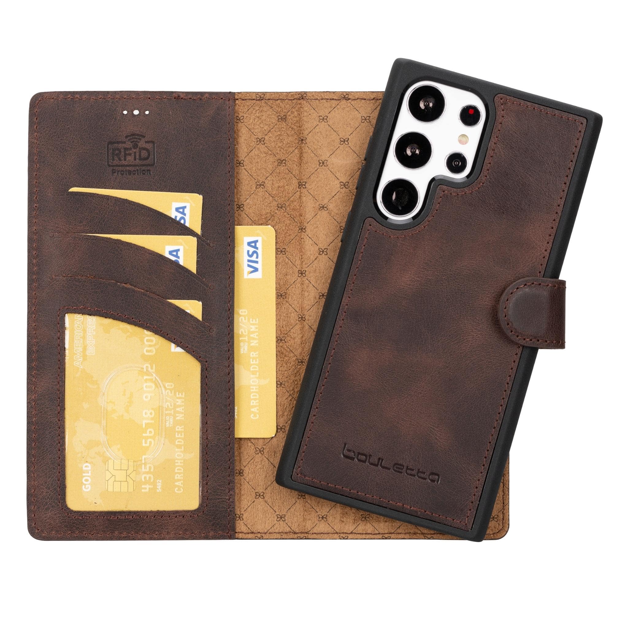 Magic Samsung Galaxy S23 Plus Detachable Genuine Leather Wallet Case