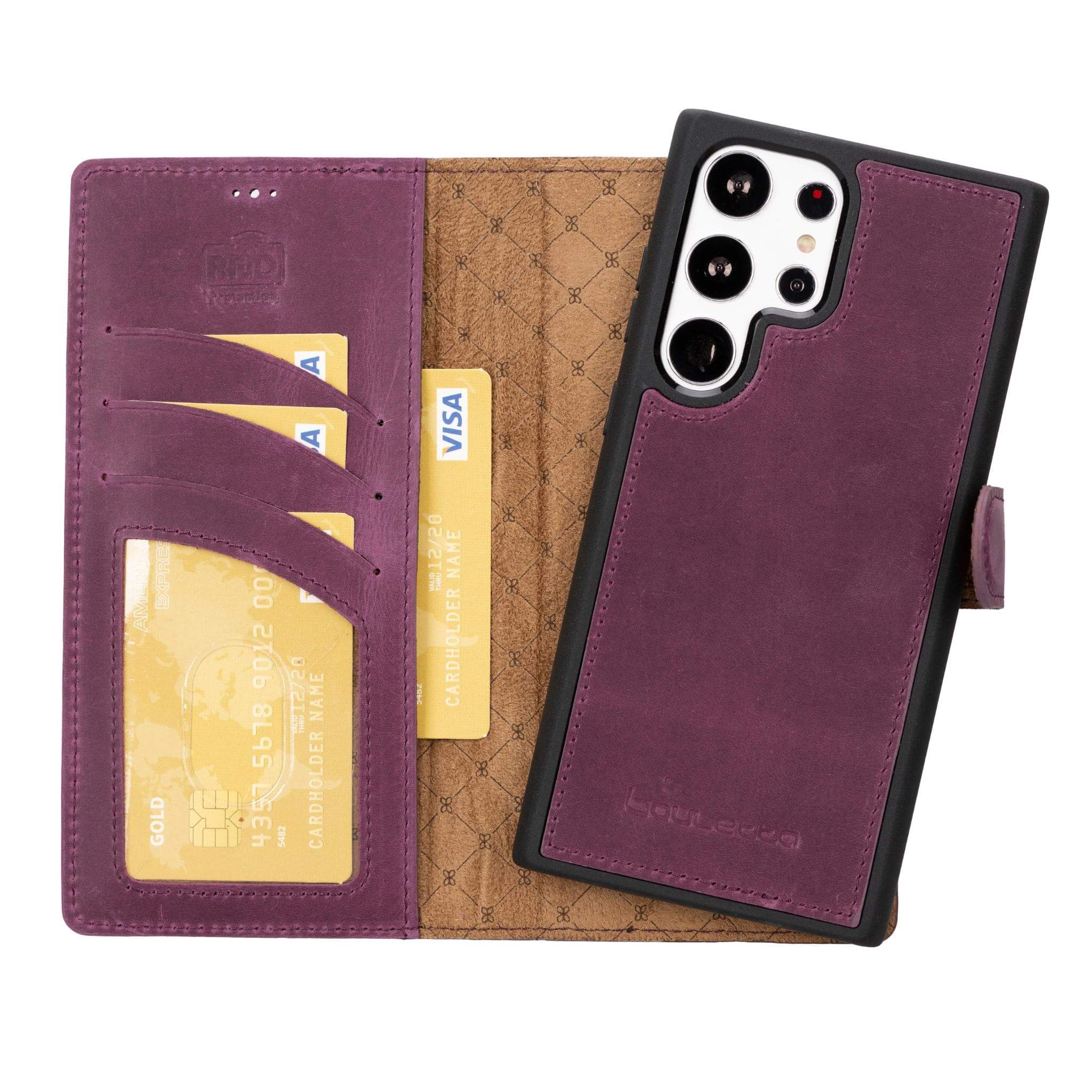 Magic Samsung Galaxy S23 Plus Detachable Genuine Leather Wallet Case