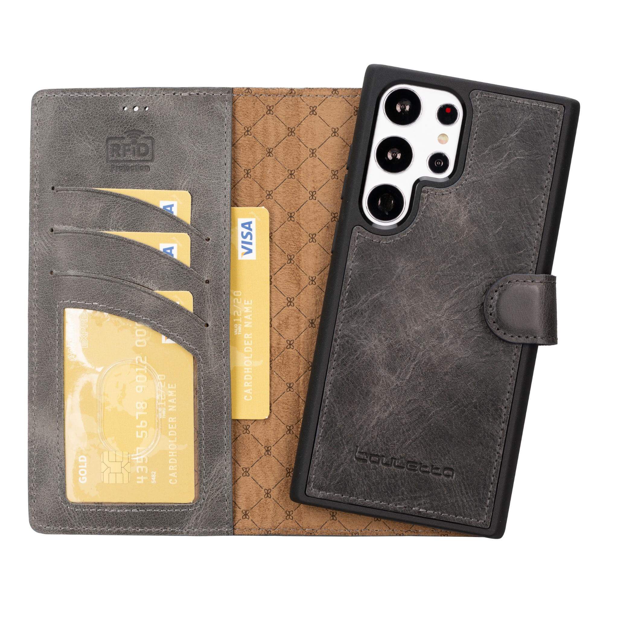 Magic Samsung Galaxy S23 Plus Detachable Genuine Leather Wallet Case