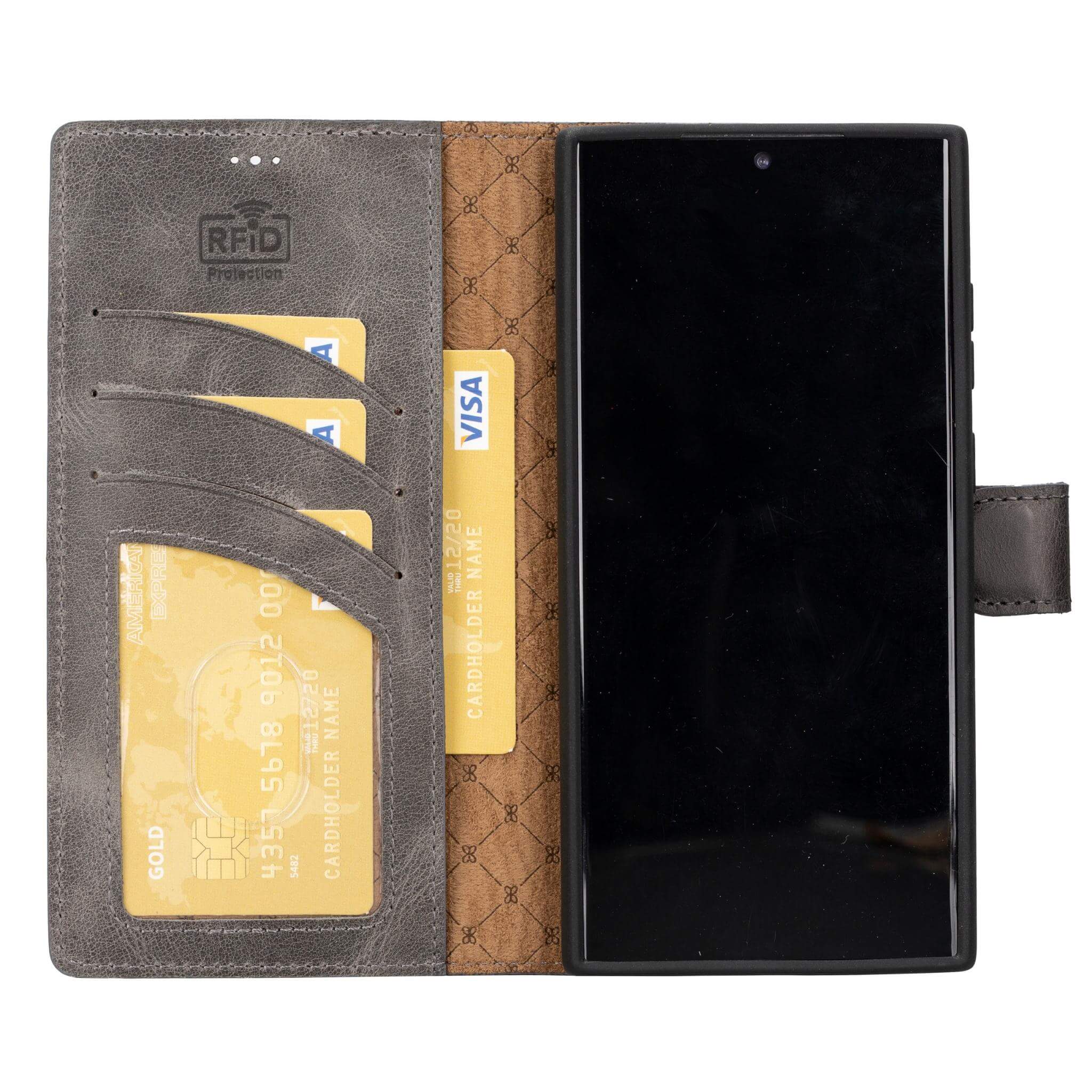 Magic Samsung Galaxy S23 Plus Detachable Genuine Leather Wallet Case