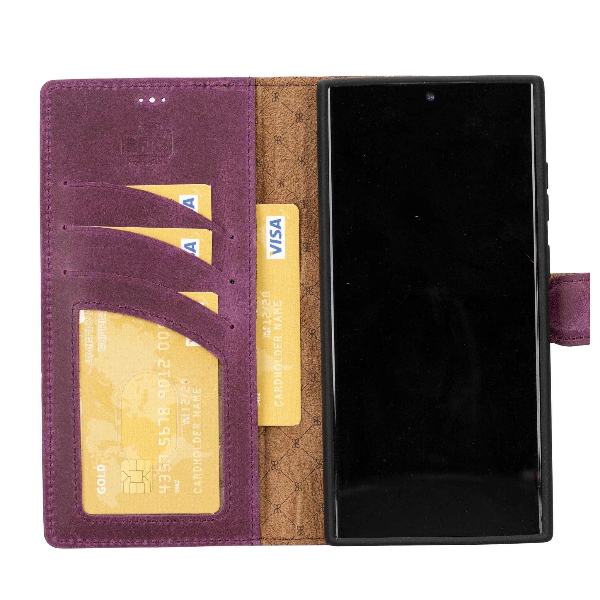Magic Samsung Galaxy S23 Plus Detachable Genuine Leather Wallet Case