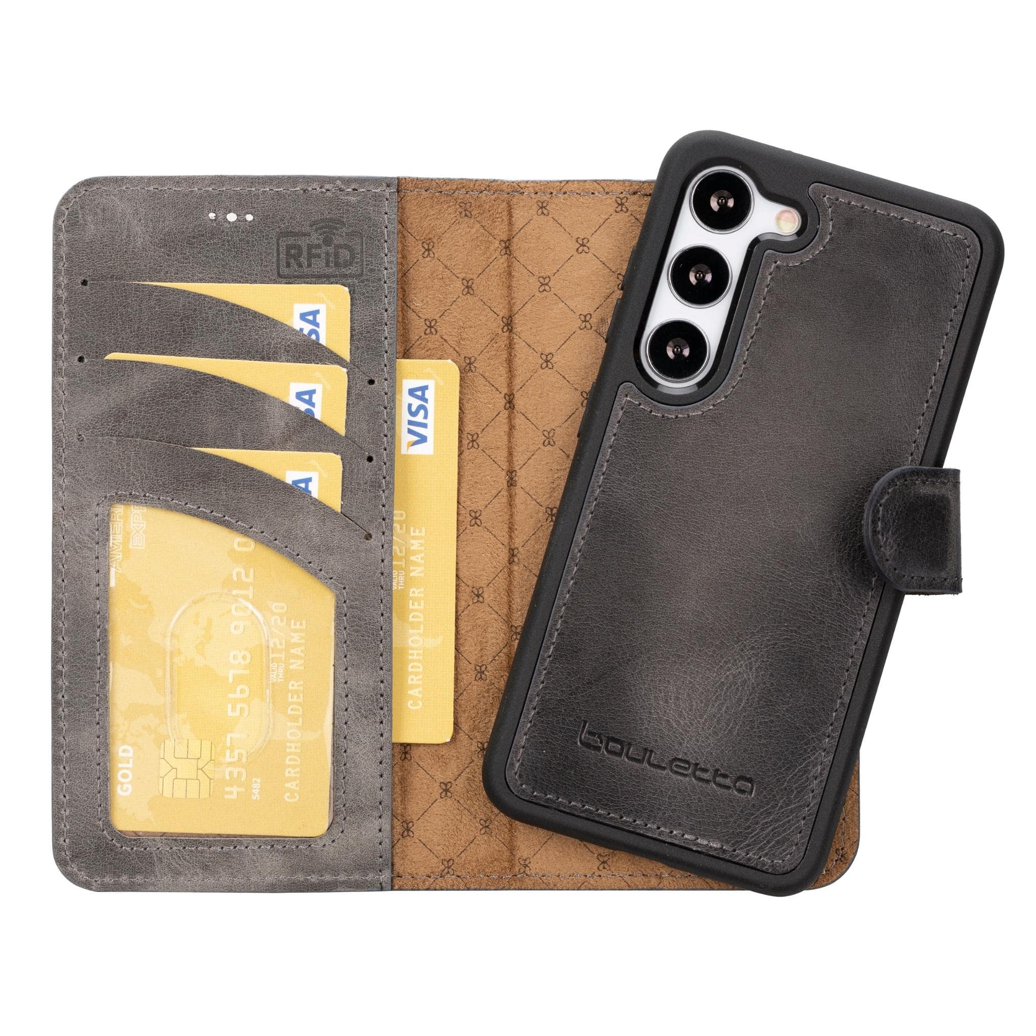 Magic Samsung Galaxy S23 Plus Detachable Genuine Leather Wallet Case