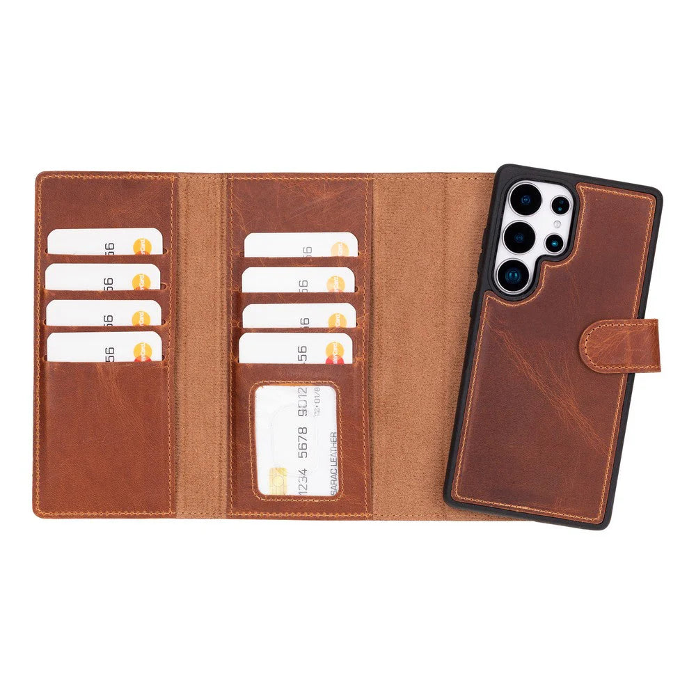 Santa Samsung Galaxy S25 Ultra Genuine Leather Detachable Wallet Case