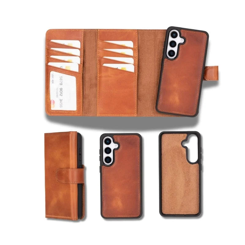 Santa Samsung Galaxy S25 Genuine Leather Detachable Wallet Case