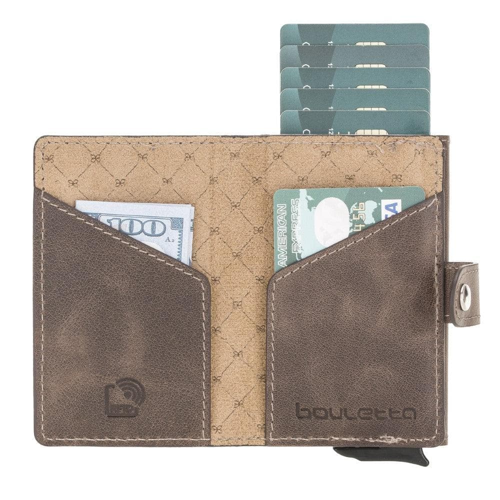 Terry Genuine Leather Mechanical Card Holder with Coin Purse