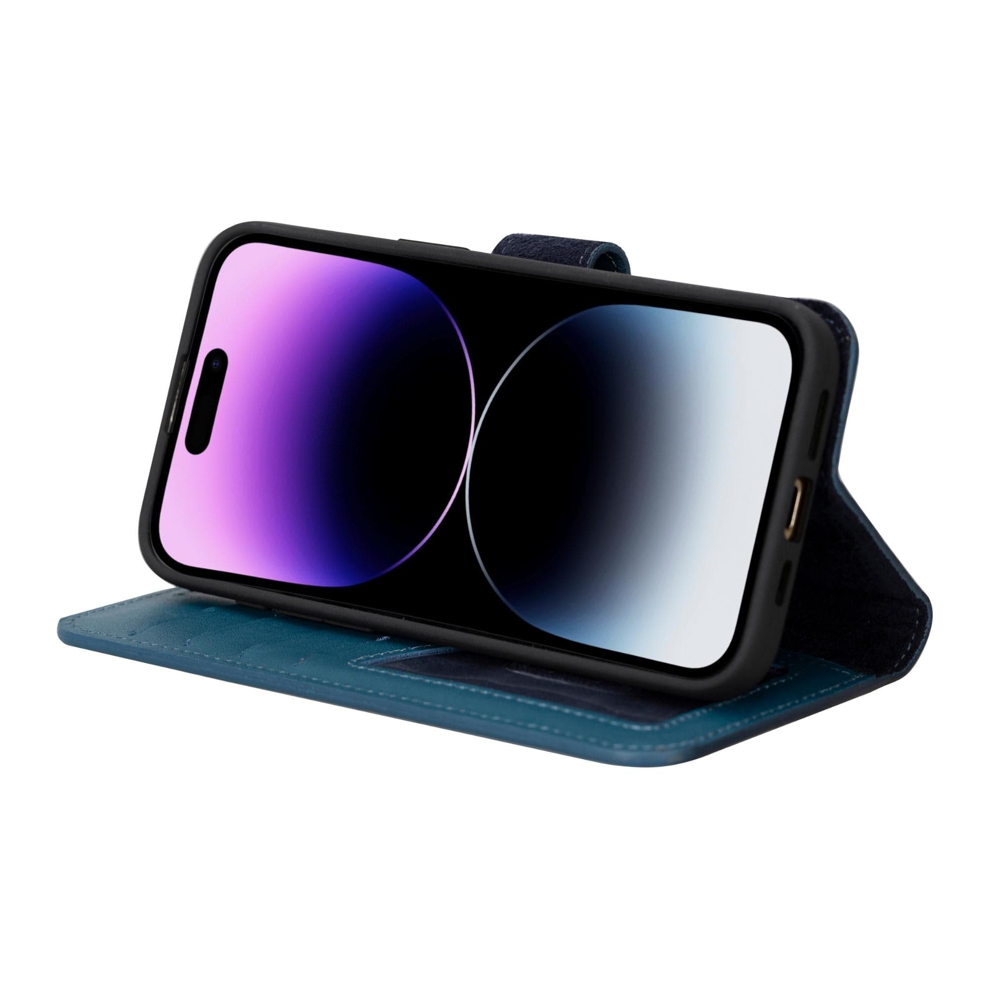 Magic iPhone 15 Pro Detachable Genuine Leather Wallet Case