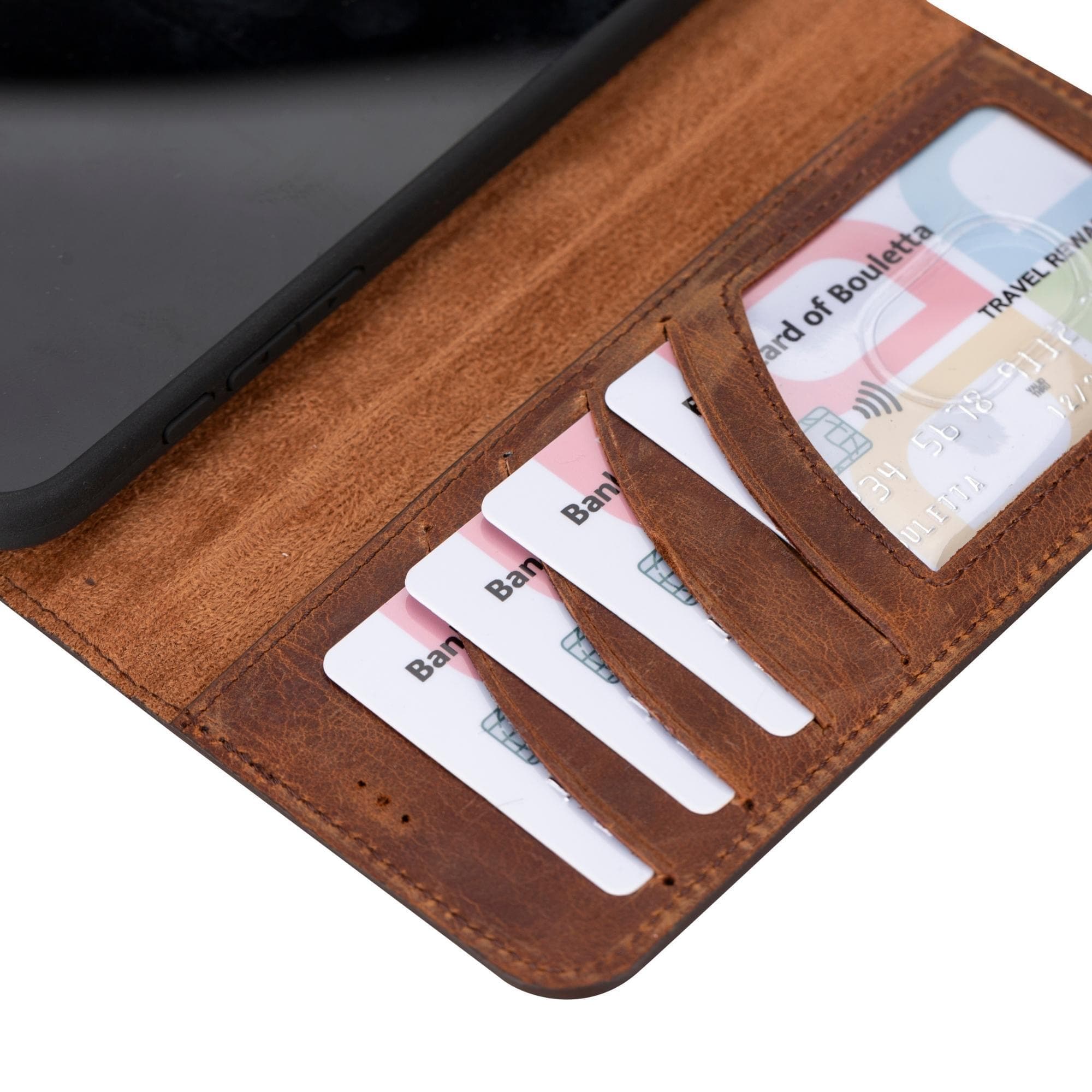 Magic iPhone 15 Pro Detachable Genuine Leather Wallet Case