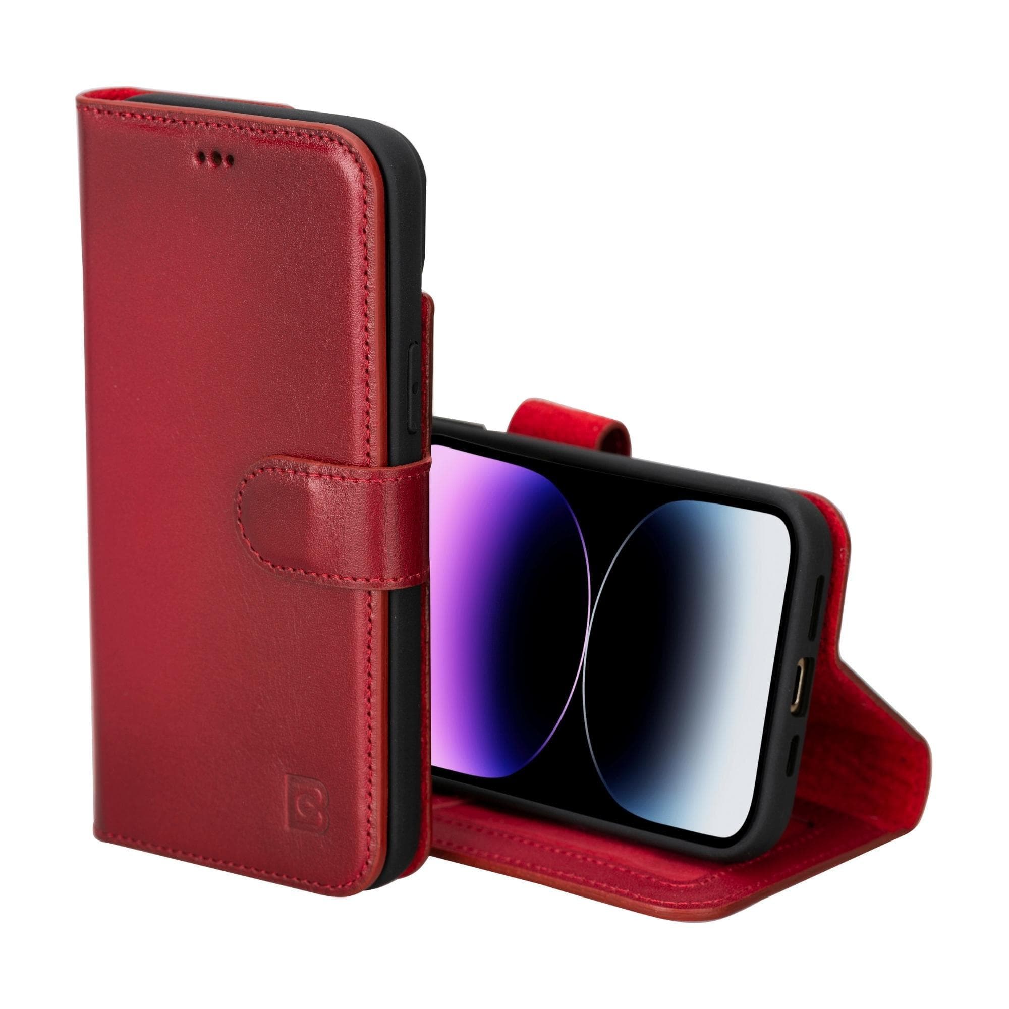 Magic iPhone 15 Detachable Genuine Leather Wallet Case