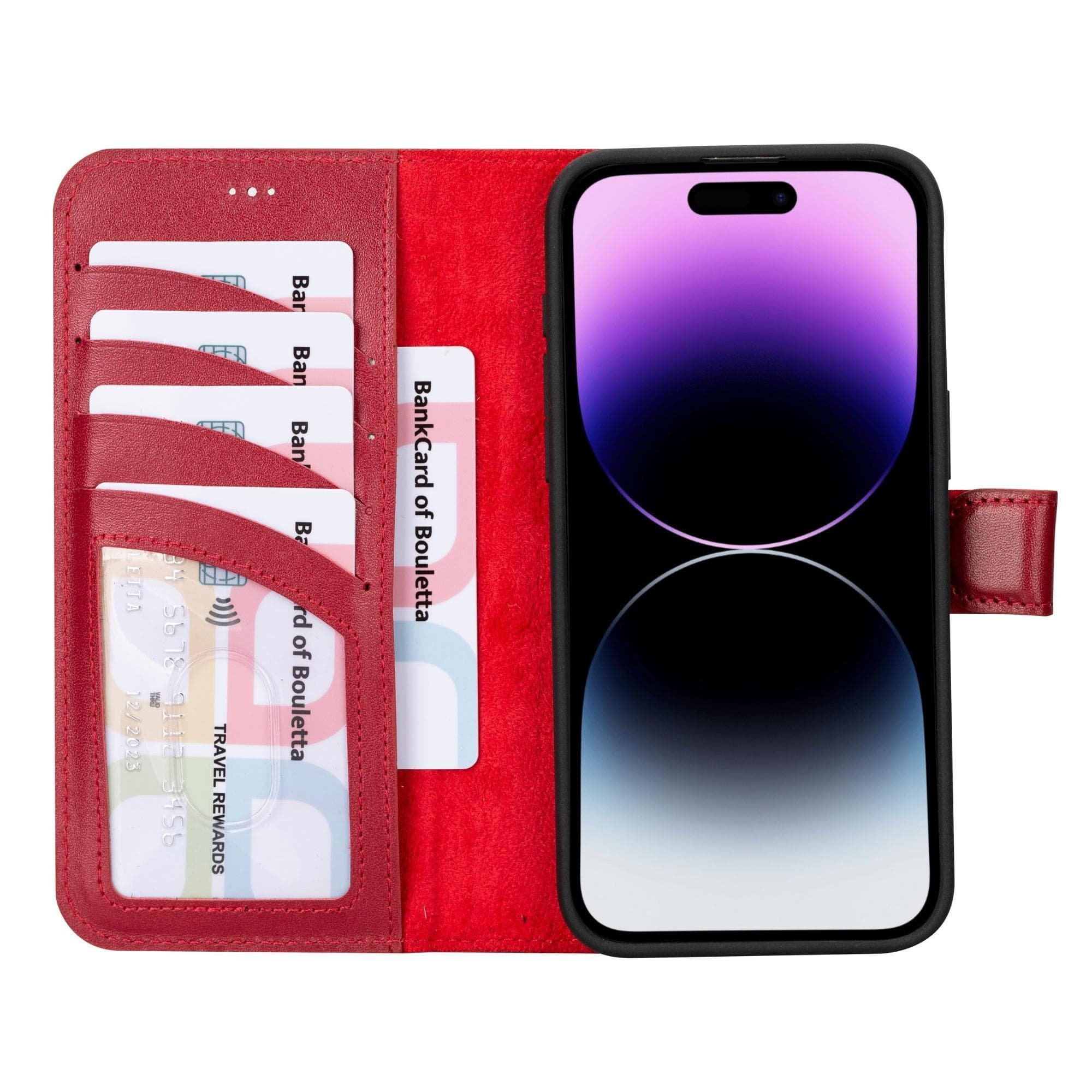 Magic iPhone 15 Detachable Genuine Leather Wallet Case