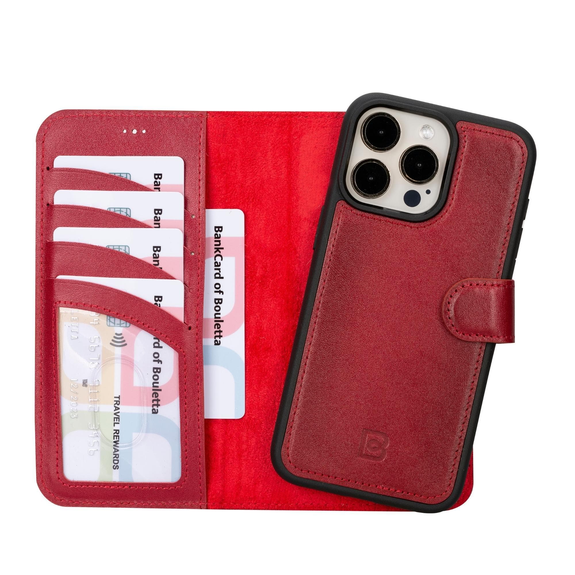 Magic iPhone 15 Detachable Genuine Leather Wallet Case
