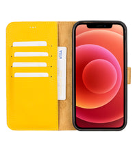 Magic Magnetic Detachable Leather Wallet Case for iPhone 12 Pro Max (6.7") - YELLOW - saracleather