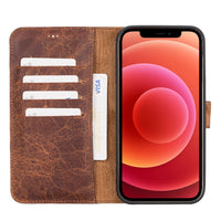 Magic Magnetic Detachable Leather Wallet Case for iPhone 12 Pro Max (6.7") - BROWN - saracleather