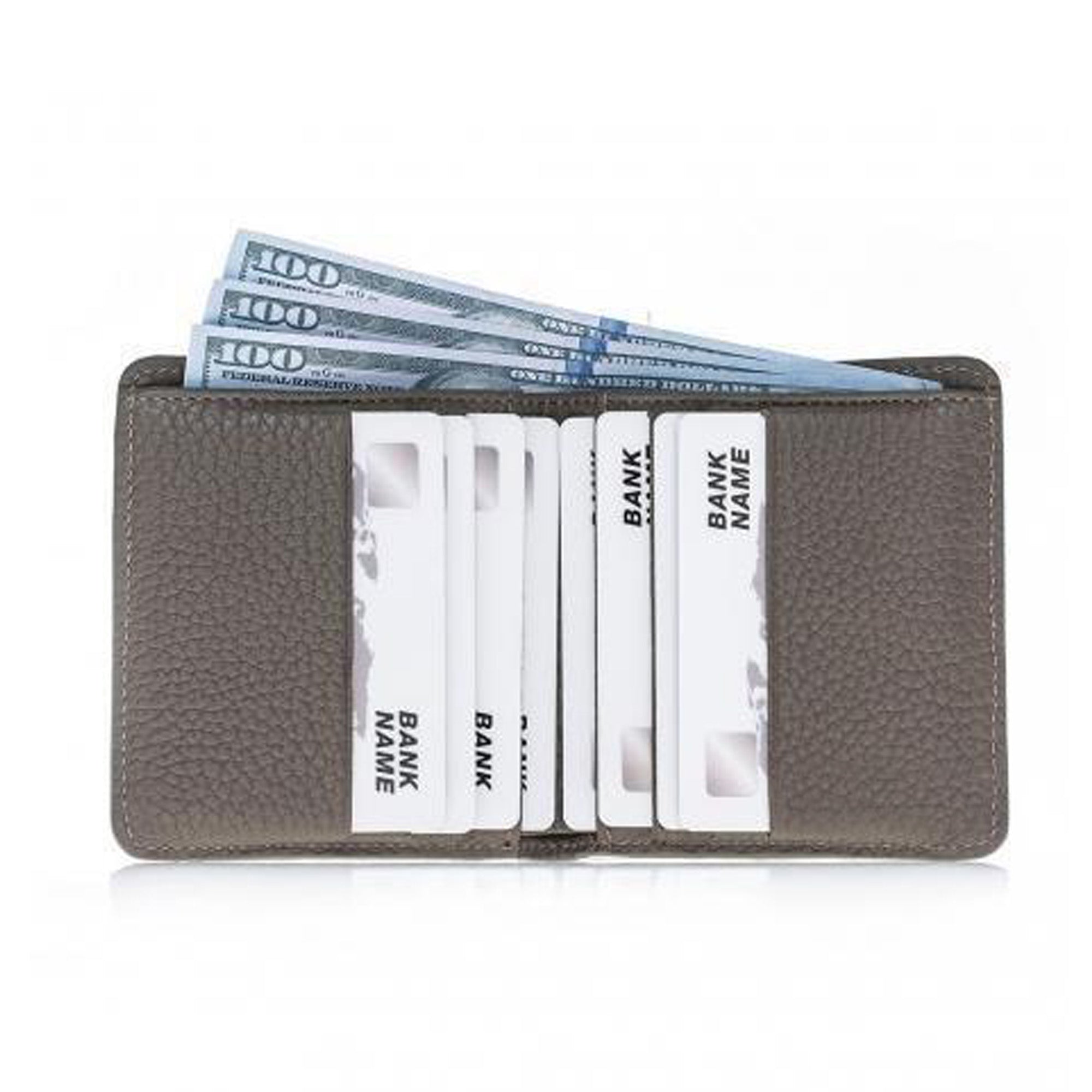 Aaron Leather Men's Bifold Wallet - GRAY - saracleather