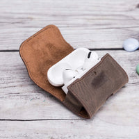 Mai Magnet Leather Case for AirPods Pro - BROWN - saracleather