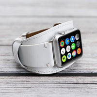 Cuff Strap: Full Grain Leather Band for Apple Watch - WHITE - saracleather