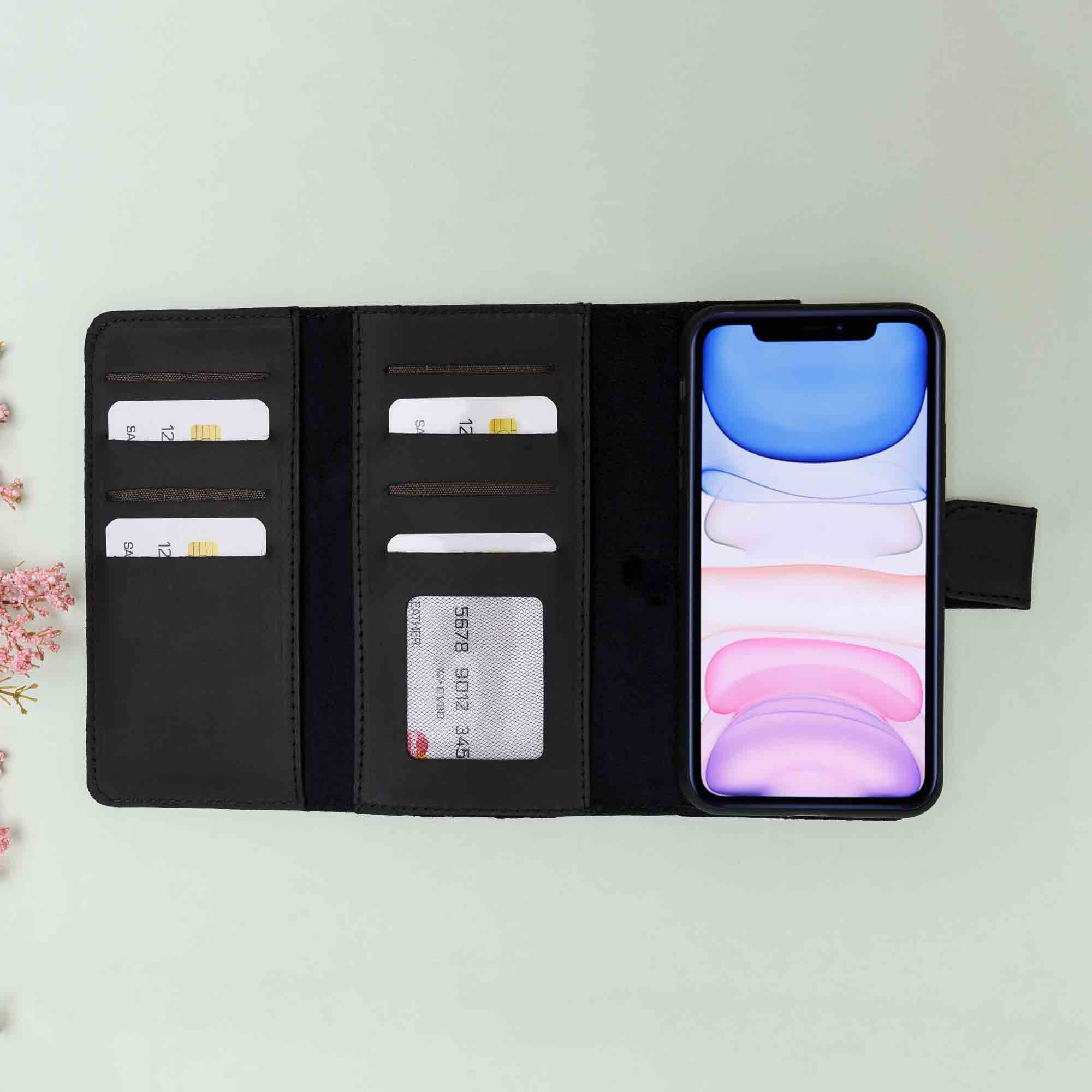 Santa Magnetic Detachable Leather Tri-Fold Wallet Case for iPhone 11 (6.1