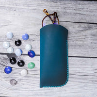 Leather Case For Glasses - EFFECT BLUE - saracleather