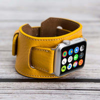 Cuff Strap: Full Grain Leather Band for Apple Watch - YELLOW - saracleather