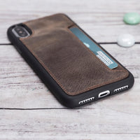 Flex Cover CC Leather Case for iPhone X / XS (5.8") - BROWN - saracleather