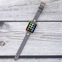 Ferro Strap - Full Grain Leather Band for Apple Watch - GRAY - saracleather