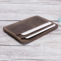 Slim Leather Business Card Holder - BROWN - saracleather
